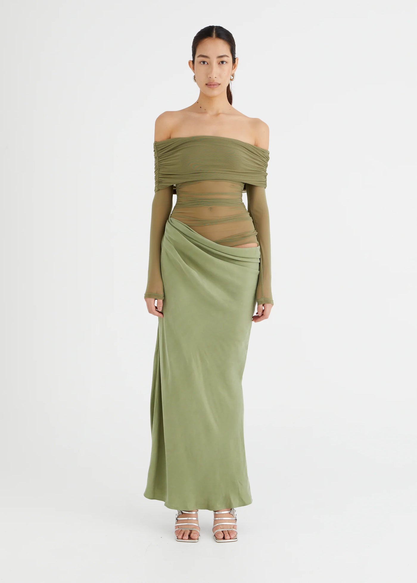 Yasmin Off-Shoulder Maxi Dress (Green)