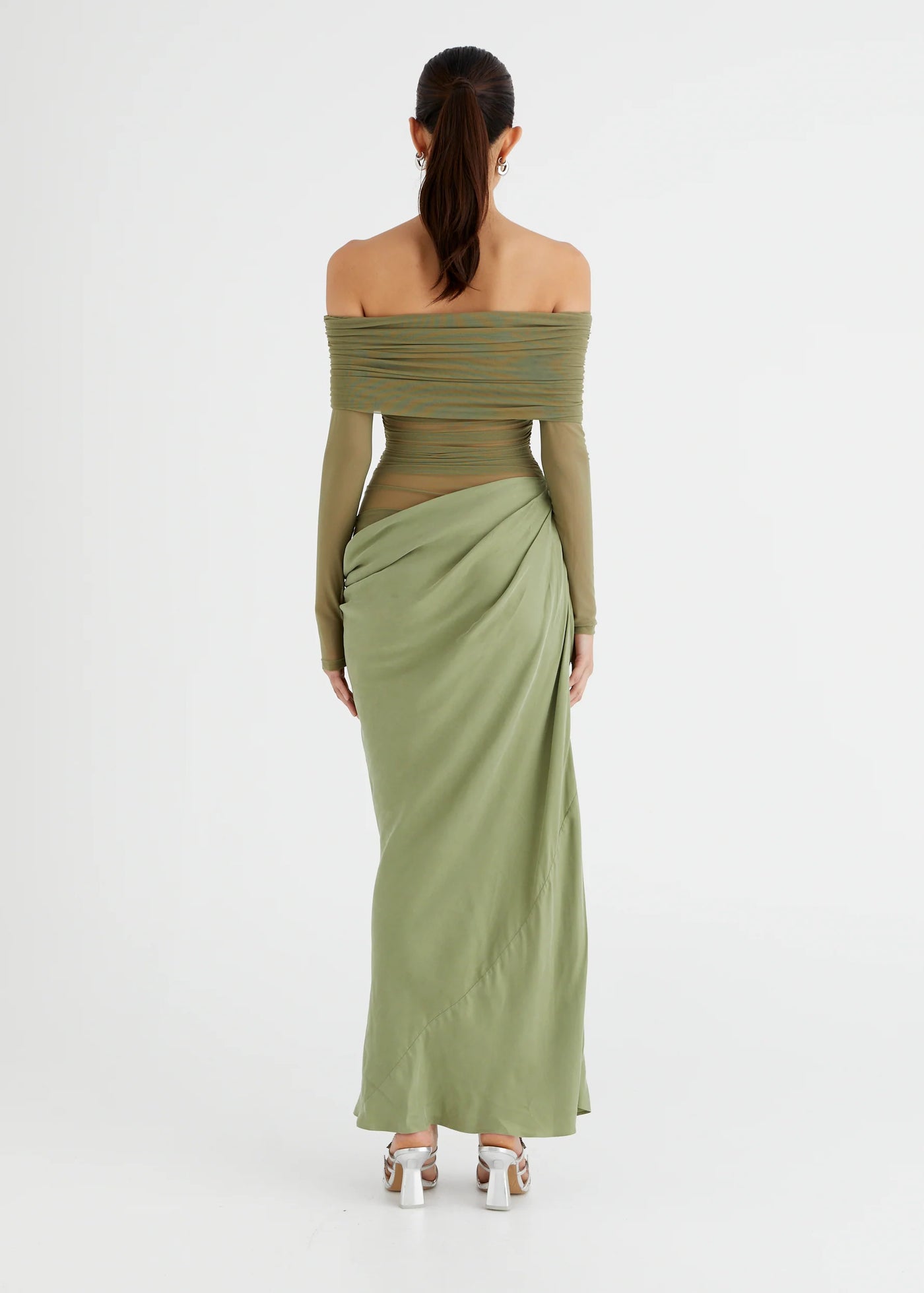 Yasmin Off-Shoulder Maxi Dress (Green)