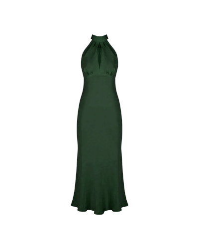 Gigi Linen Halter Dress Emerald