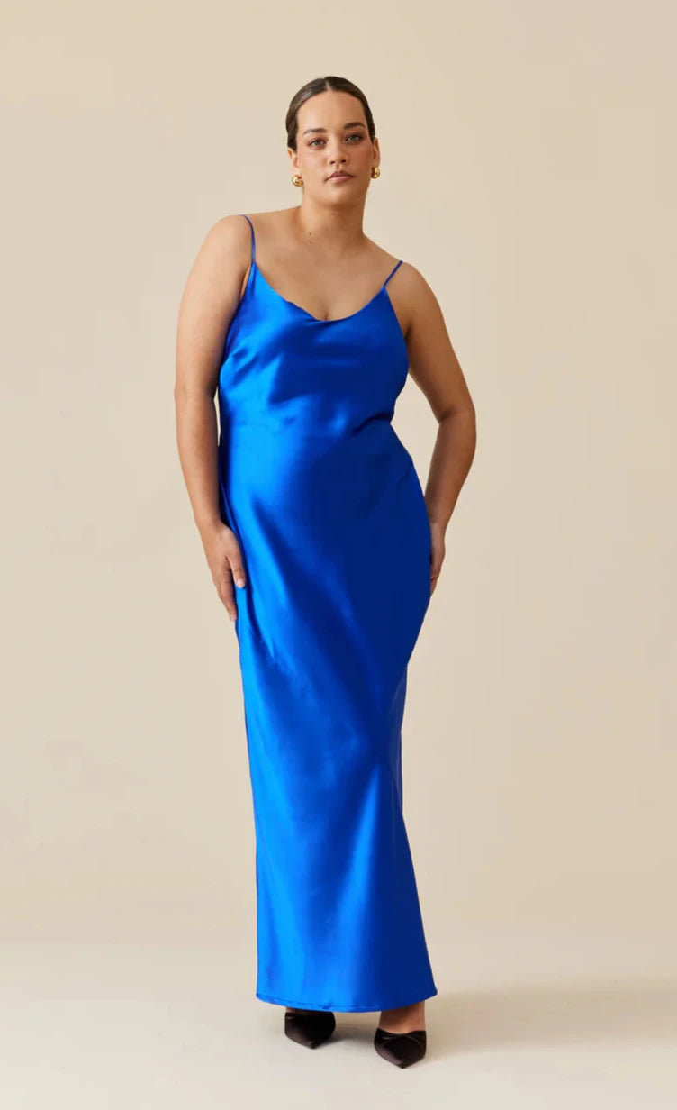 Logan Satin Slip (Cobalt)