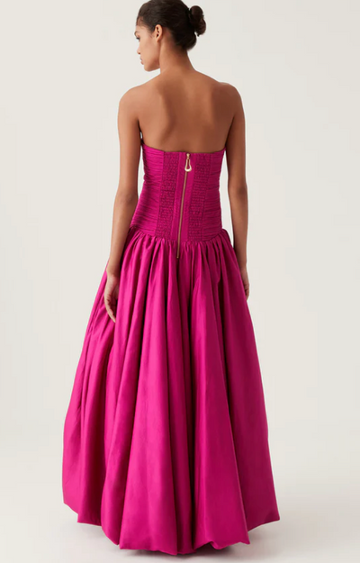 Violette Bubble Hem Maxi Dress (Magenta)