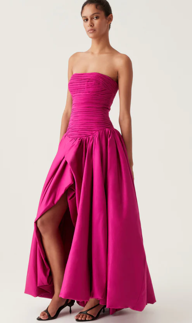 Violette Bubble Hem Maxi Dress (Magenta)