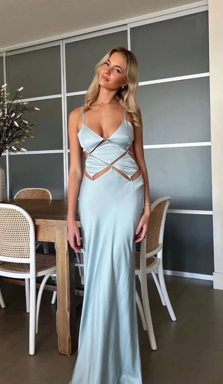 DIAMOND DAYS STRAP MAXI DRESS (Blue)