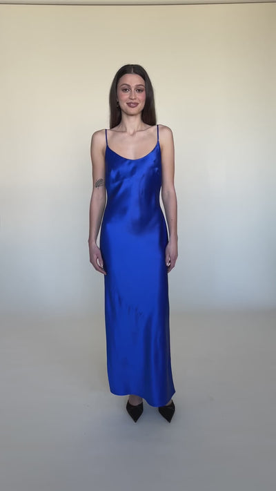 Logan Satin Slip (Cobalt)