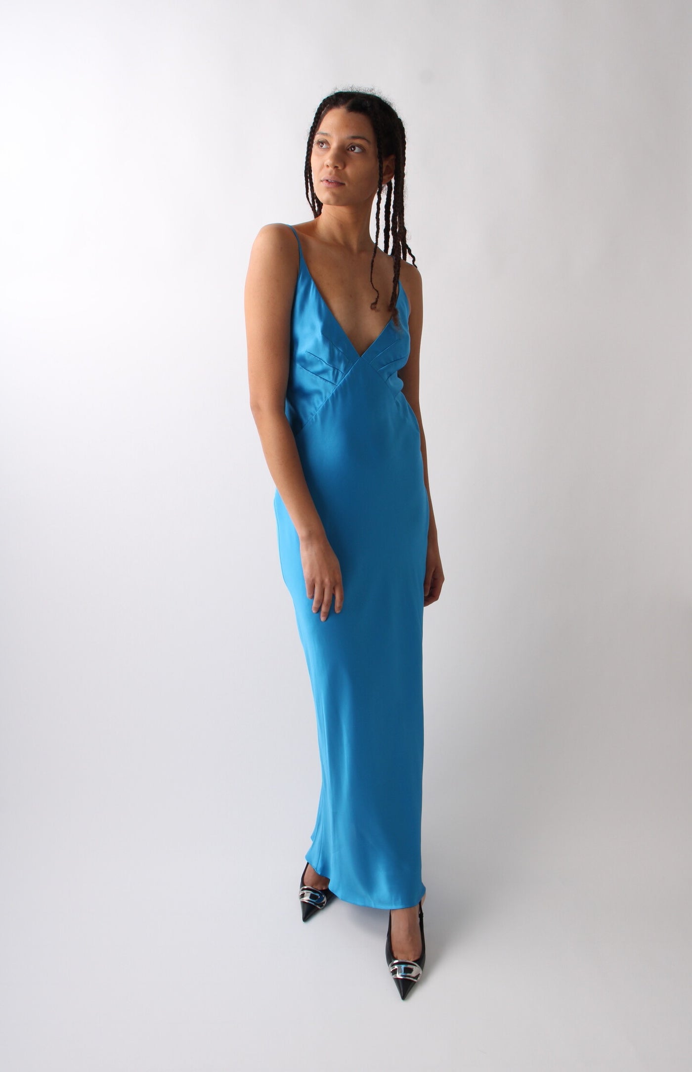 Ciel Silk Plunged Slip Maxi Dress