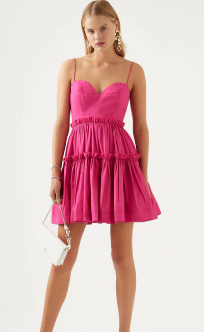 Maya Tiered Mini Dress (Fuchsia) FOR SALE