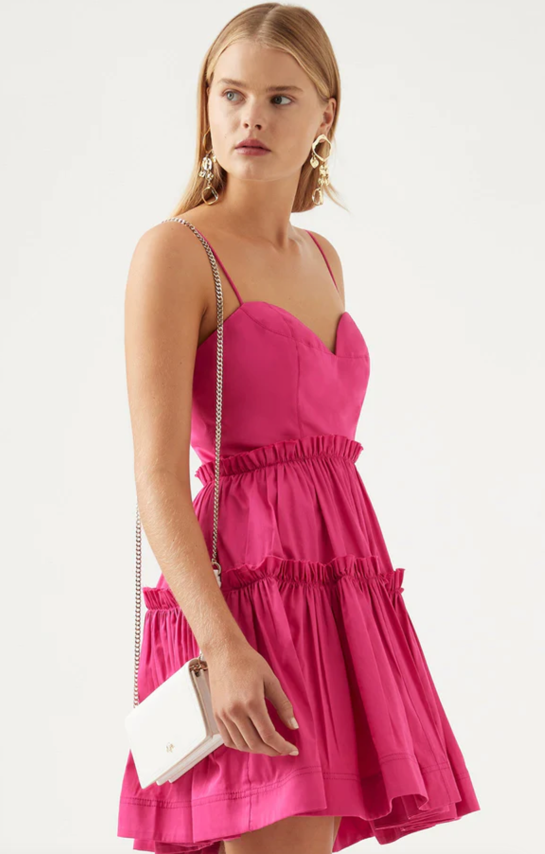 Maya Tiered Mini Dress (Fuchsia) FOR SALE