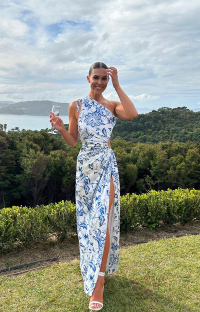 NOUR BLUE PAISLEY MAXI DRESS